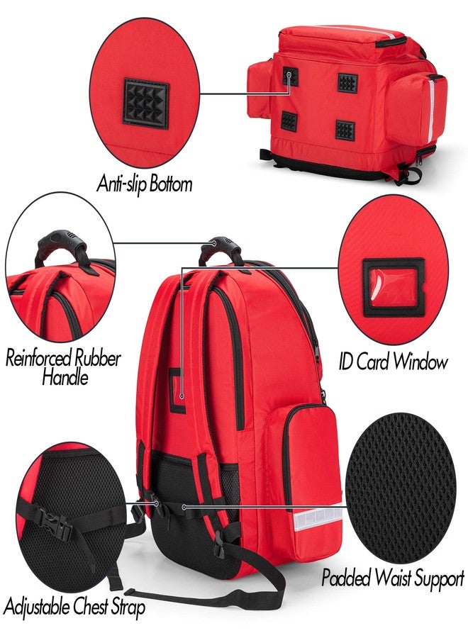 Trunab First Responder Bag Trauma Backpack Empty, Medical Emergency Kits Storage Jump Bag Pack for EMT, EMS, Police, Firefighters, Safety Officers - Patented Design Red - Image 2