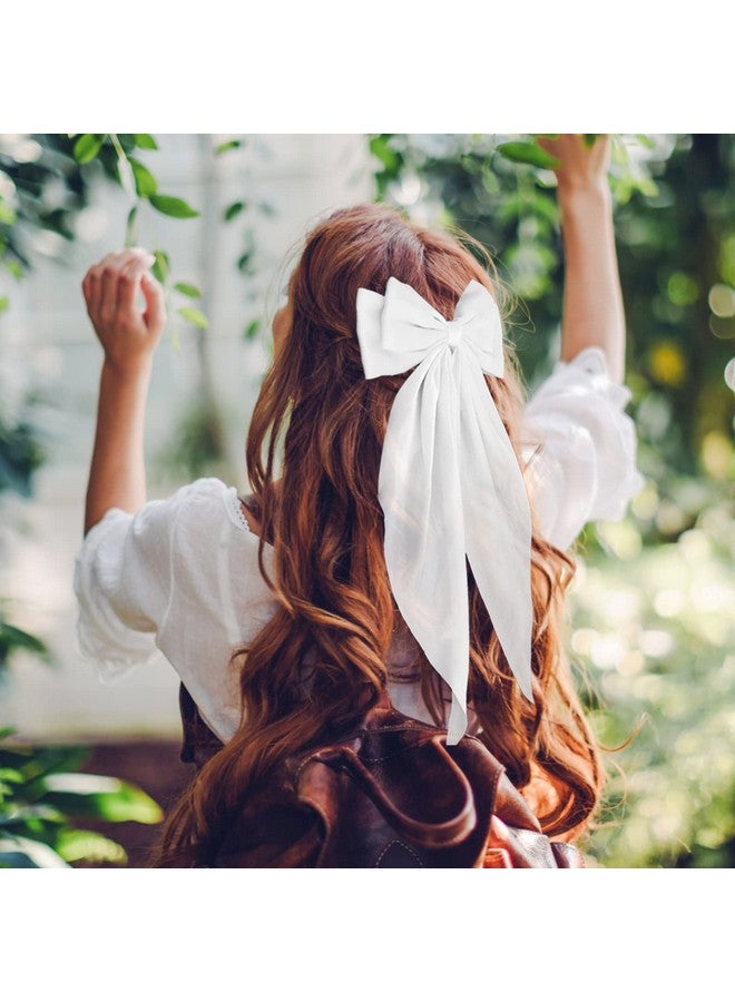 ولهيف كبير القوس المشابك ذيل طويل الشريط الفرنسي دبابيس الشعر لينة حريري الساتان مشبك شعر مشبك معدني Bowknot 90'S اكسسوارات للحزب النساء فتاة - Image 4