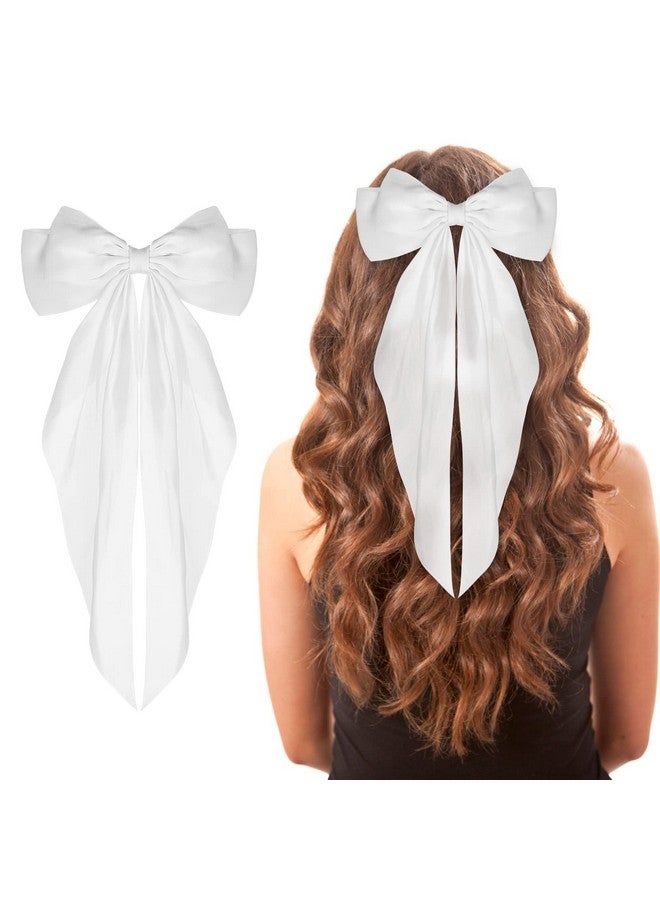 ولهيف كبير القوس المشابك ذيل طويل الشريط الفرنسي دبابيس الشعر لينة حريري الساتان مشبك شعر مشبك معدني Bowknot 90'S اكسسوارات للحزب النساء فتاة - Image 1