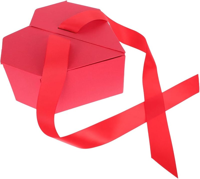 صندوق هدايا أحمر على شكل قلب مع ربطة لحفلات الزفاف والحفلات والشوكولاتة والعطور - Image 1