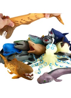 ValeforToy Ocean Sea Animal,8 Inch Rubber Bath Toy Set(8 Pack Random),Super Stretches Material TPR, Some Kinds Can Change Colour, ValeforToy Floating Bathtub Toy Party Shark Octopus Figure  - Image 1