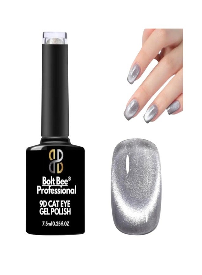 bolt bee Silver Cat Eye Gel Nail Polish 7.5ml– Magnetic Shimmer Effect | Long-Lasting UV/LED Soak Off Gel | Mirror Shine Cat Eye Nail Art Gel for Salon (Silver) - Image 1