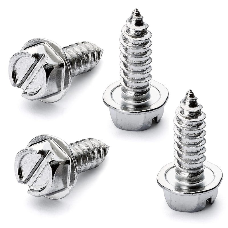 OttoSpeed Chrome License Plate Screw Kit - Set of 4 Stainless Steel Fasteners for License Plates, Frames, and Covers on Domestic Cars, Trucks, Vans, SUVs - Rustproof, Self Tapping Mounting Bolts (Chrome Plated) - Image 1