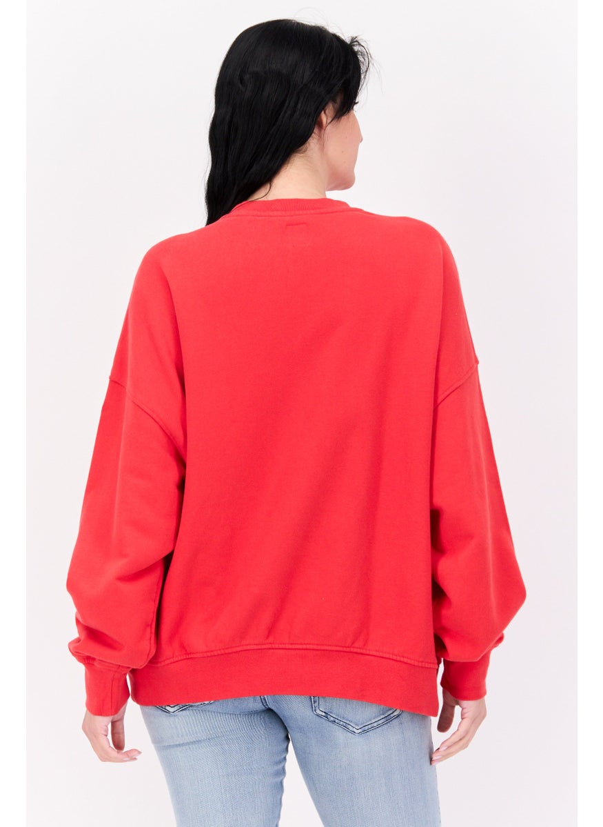 Levi's - Women Crew Neck Solid Long Sleeves Sweatshirt, Red - Image 1
