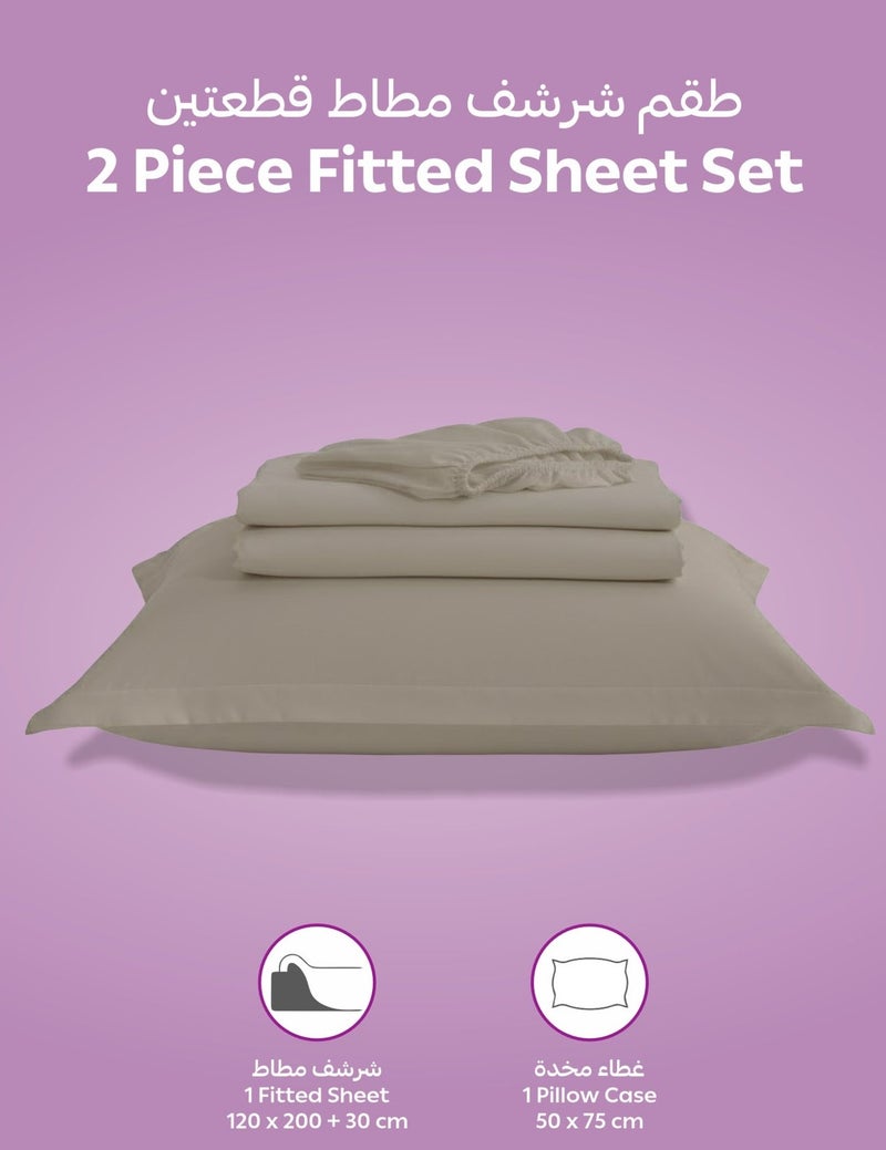 Donetella Bedding Fitted Sheet - Fits 120x200 Cm Bed For Twin Bed 2 Pcs (1 Fitted Sheet and 1 Pillowcase) - 30 Cm Deep Pocket - Solid Bed Sheet - Image 3