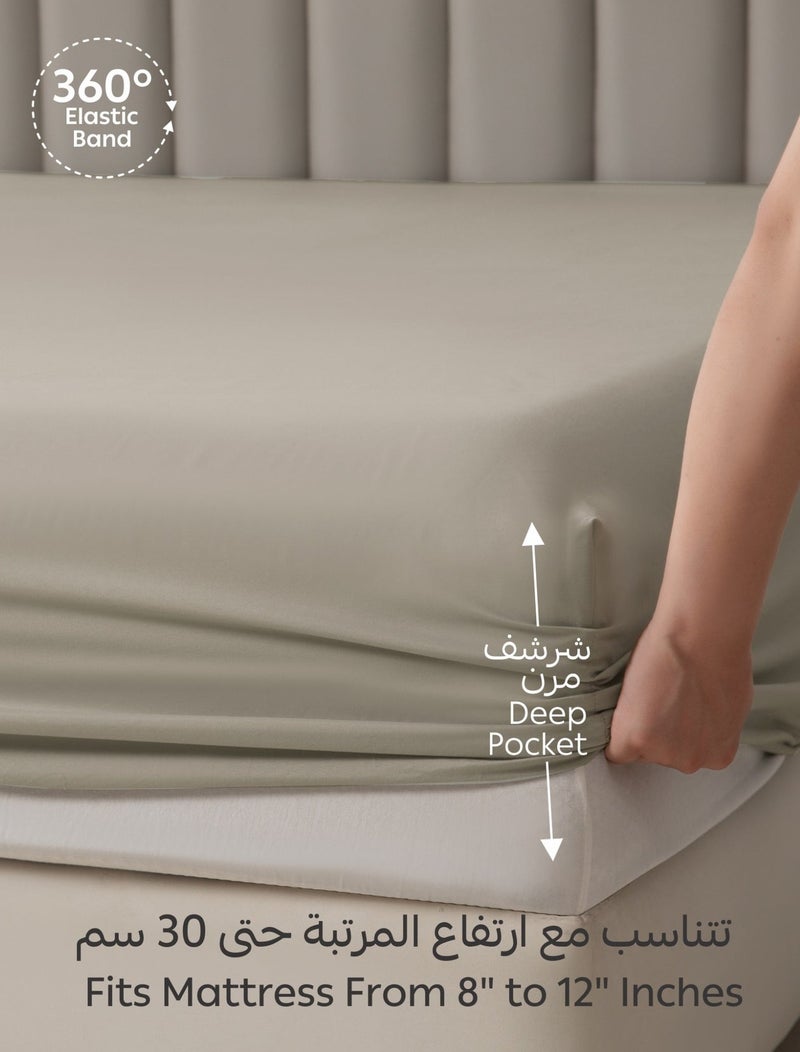 Donetella Bedding Fitted Sheet - Fits 120x200 Cm Bed For Twin Bed 2 Pcs (1 Fitted Sheet and 1 Pillowcase) - 30 Cm Deep Pocket - Solid Bed Sheet - Image 4