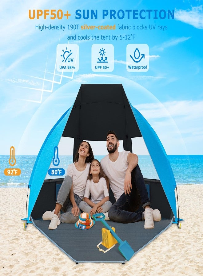Gorich Portable Beach Tent for 3-7 Person with UPF 50+ UV Protection, Lightweight & Foldable Sun Shelter with 5 Sand Bags, Easy Setup Windproof Beach Umbrella Sun Shade - Image 3