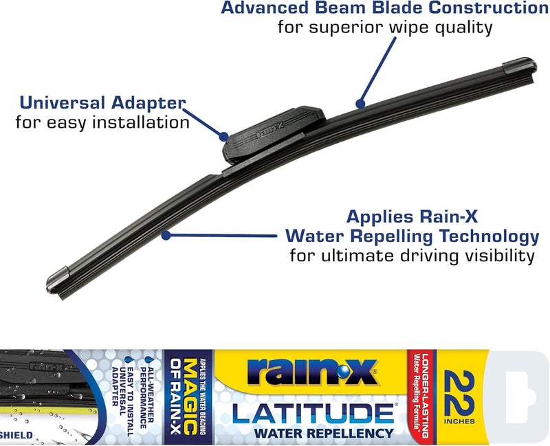 Rain-X Latitude 8-in-1 Wiper Blades 22" with Water Repellent Formula - Image 2