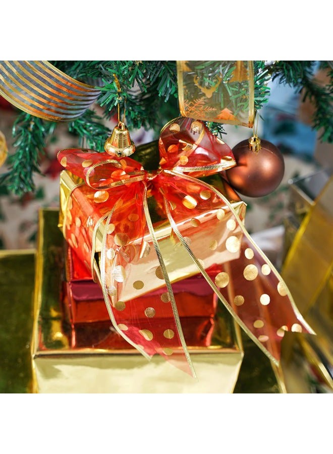 Meedee Red & Gold Christmas Ribbon - 2.5 Inch, 6 Rolls (36 Yards), Wired, Perfect for Tree Decoration, Wreaths & Bows - Image 5