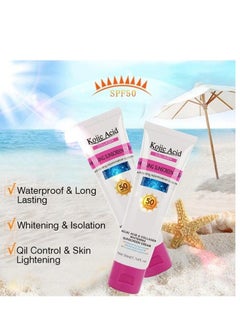 KOJIC ACID Collagen Whitening Sunscreen Cream 50ml Skin Care SPF 50 PA++ Waterproof Brightening  - Image 2