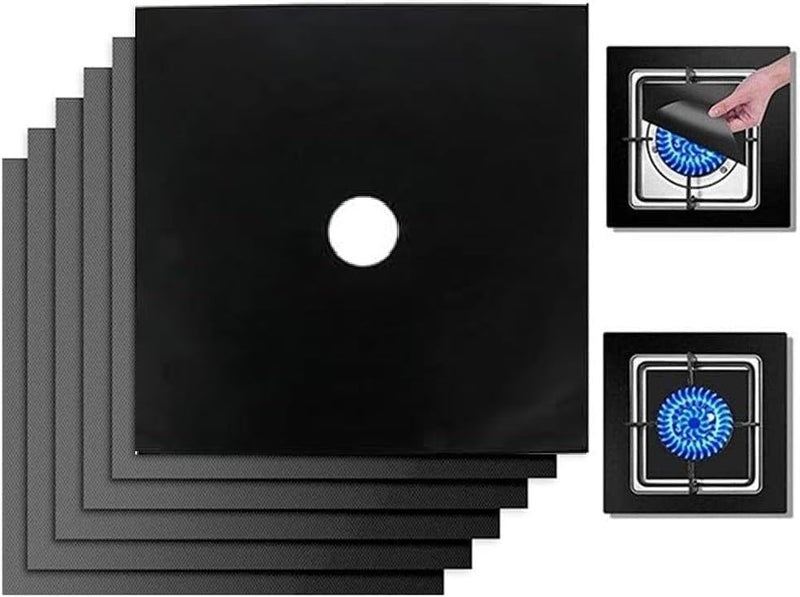 CLICKSWIFT 2 Pack, Gas Stove Protector, Stove Burner Liners Cover, Kitchen Reusable Gas Hob Liner Clean Mat Pad, Non-Stick, Heat-Resistant, Cuttable Liner Cover (Black) - Image 1