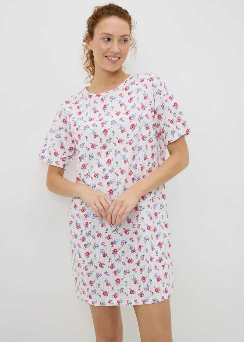 ماتلان White Floral T-Shirt Nightie
