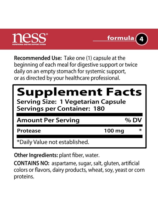 Ness Enzymes- Protease #4 180 vegcaps - Image 2