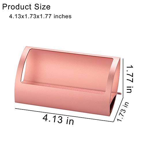 BAOHD Metal Business Card Holder for Desk - Modern Aluminum Business Card Display Holder Stand, Desktop Name Card Rack Organizer, Rose Gold - Image 2