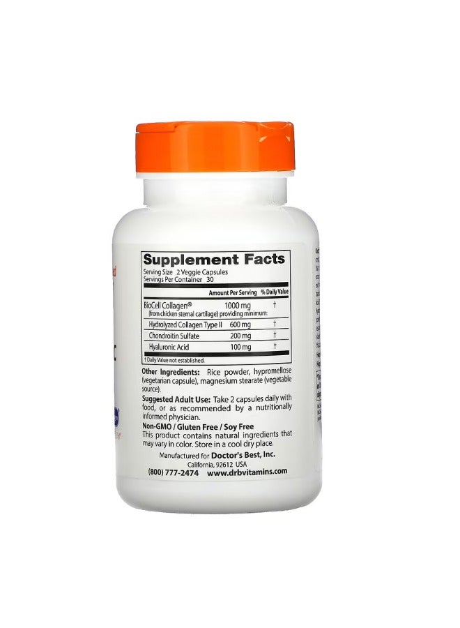 دكتورز بست Hyaluronic Acid  Chondroitin Sulfate with BioCell Collagen 60 Veggie Caps - Image 2