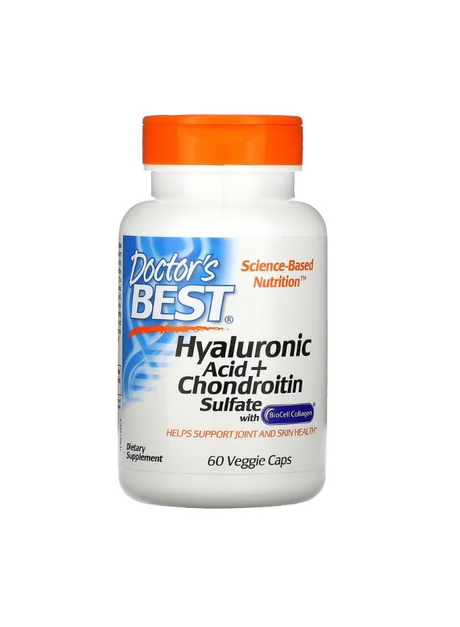 دكتورز بست Hyaluronic Acid  Chondroitin Sulfate with BioCell Collagen 60 Veggie Caps - Image 1