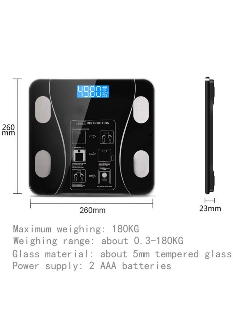 Gulf Trend Fashion Design Bluetooth Body Fat Scale, Digital Bathroom Weight Scale, Body Composition Analyzer, Wireless Smart Digital Weighing Scale for Accurate Weight Measurement, Color: Black - Image 4