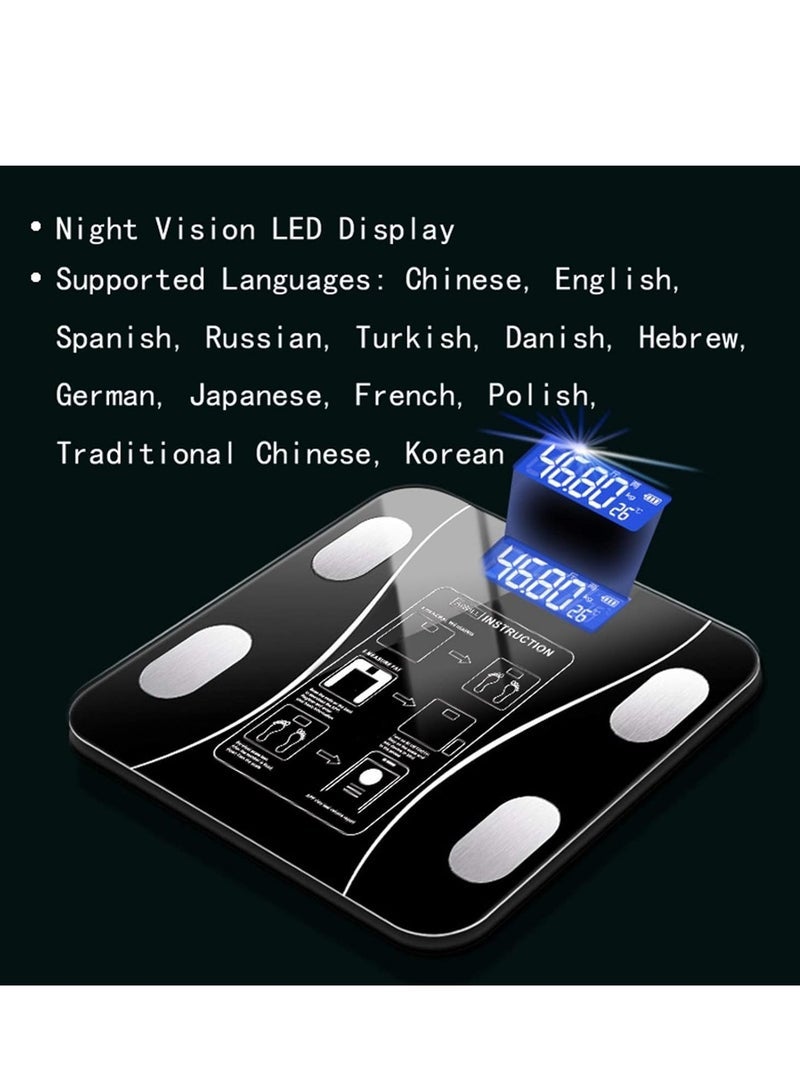 Gulf Trend Fashion Design Bluetooth Body Fat Scale, Digital Bathroom Weight Scale, Body Composition Analyzer, Wireless Smart Digital Weighing Scale for Accurate Weight Measurement, Color: Black - Image 5