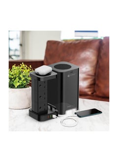 CAROSKI Tower Power Extension Cord 3 In 1 with 15W Wireless Charger 6 AC Outlets 4 USB Outlets 2m Long Extension Cord Power Strip with Cable Organizer Box  - Image 4