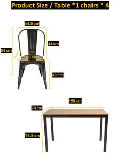 AFT Arfan Modern Heavy 5-Piece Commercial Rectangular Metal Dining Table and Chairs Set, Indoor/Outdoor Dining Set with Table and 4 Stackable Chairs, Black  - Image 5