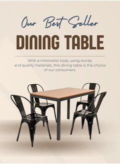 AFT Arfan Modern Heavy 5-Piece Commercial Rectangular Metal Dining Table and Chairs Set, Indoor/Outdoor Dining Set with Table and 4 Stackable Chairs, Black  - Image 2