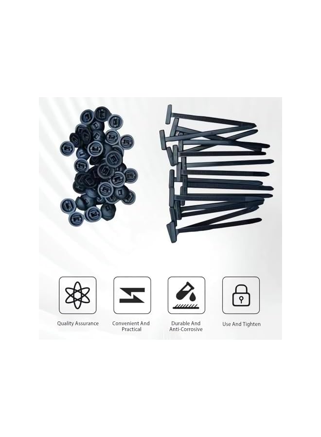 S-TOP 100PCS Nylon Universal Cable Tie Buckle 2026 Upgrade Multipurpose Plastic Cable Ties Tool Heavy Duty Self Locking Nylon Zip Ties UV Resistant Black Zipties for Car Daily Repair (100PCS) - Image 2