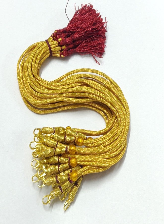 Excellentcrafts Women Gold Color 13 inch Zari Thread Braided Zari Silk Dori Necklace Dori with Hook and Maroon Silk Thread Tassel - Image 1