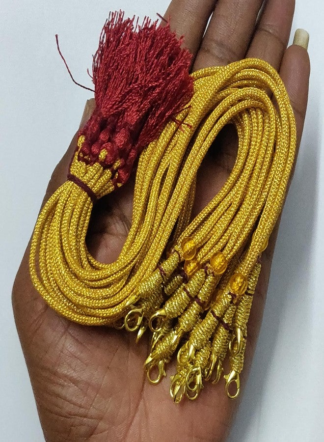 Excellentcrafts Women Gold Color 13 inch Zari Thread Braided Zari Silk Dori Necklace Dori with Hook and Maroon Silk Thread Tassel - Image 4