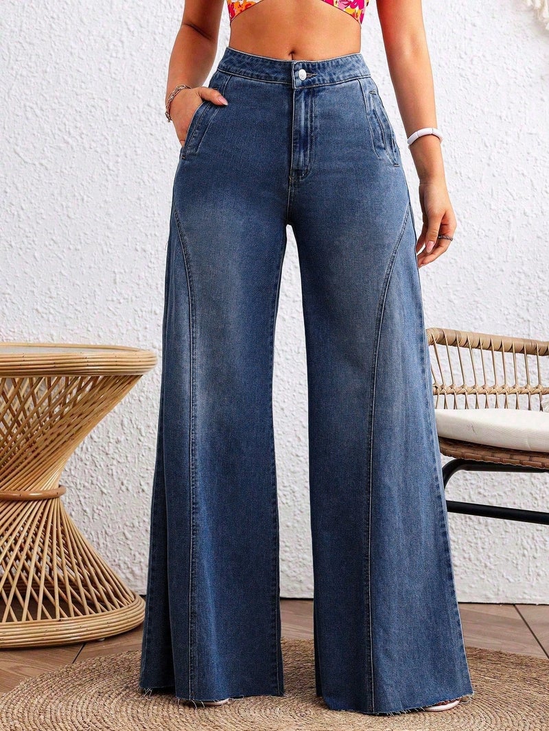 OUTZIDR Blue Low Waist Wide Leg Denim - Image 1