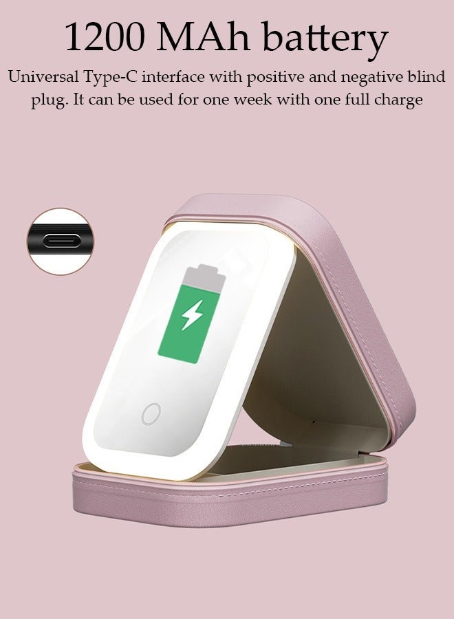 DUNISO Travel Makeup Bag with LED Mirror, USB Rechargeable LED Mirror Cosmetic Makeup Bag,Travel Makeup Case with Led Mirror, Portable Makeup Box with Mirror and Light(Pink) - Image 5