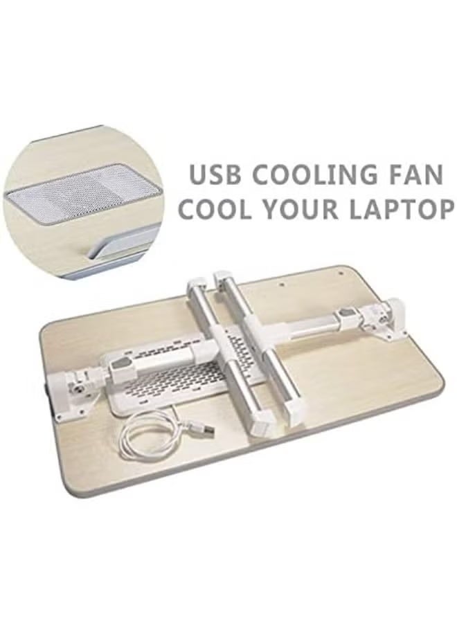 Adjustable Foldable Laptop Bed Table with Cooling Fan, Portable Lap Desk for Working, Studying, Writing, Gaming & Eating - Image 2