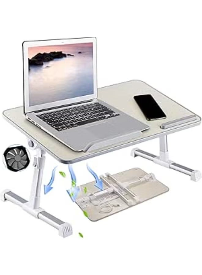 Adjustable Foldable Laptop Bed Table with Cooling Fan, Portable Lap Desk for Working, Studying, Writing, Gaming & Eating - Image 4