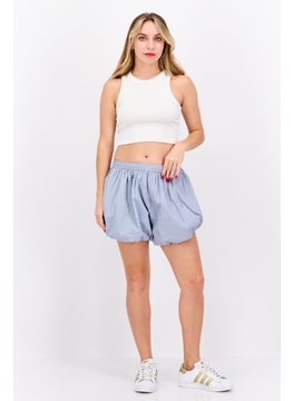 In the style Women Solid Basic Short, Slate Blue  - Image 2