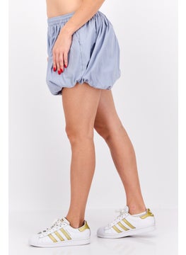 In the style Women Solid Basic Short, Slate Blue  - Image 3