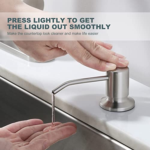 WOWOW Stainless Steel Kitchen Faucet with Soap Dispenser, WOWOW Brushed Nickel Kitchen Faucet for Sinks, High Arc Single Handle Kitchen Sink Faucet with Sprayer, Vintage Style - Image 4