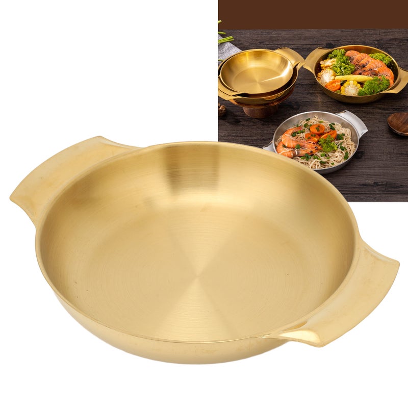 Stainless Steel Paella Pan Easy Cleanup Uniform Heating Double Ear Pot Flat Bottom Skillet Pan Small - Image 1
