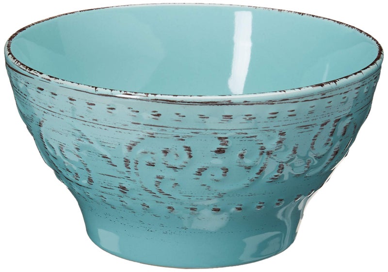 Elama Embossed Stoneware Ocean Dinnerware Dish Set, 16 Piece, Turquoise - Image 3