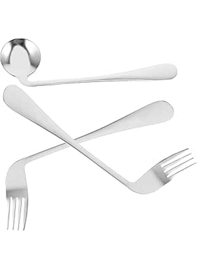 Adaptive Utensils Set Curved Stainless Steel Fork Spoon For Elderly Disabled - Image 1