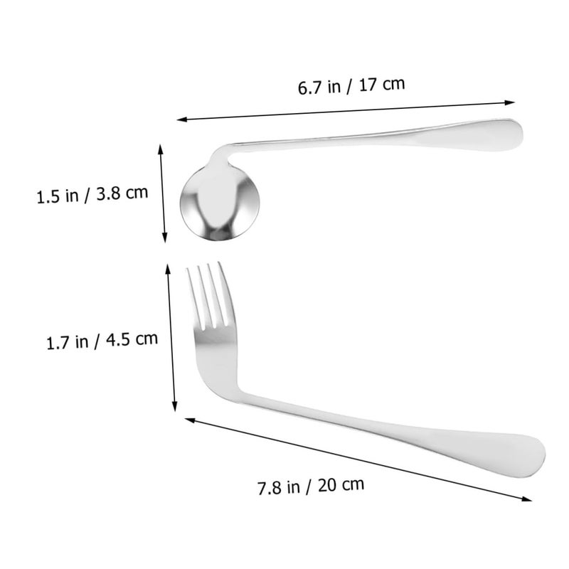 Adaptive Utensils Set Curved Stainless Steel Fork Spoon For Elderly Disabled - Image 3