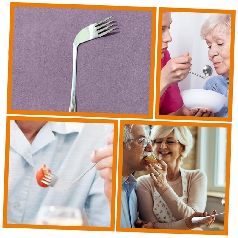 Adaptive Utensils Set Curved Stainless Steel Fork Spoon For Elderly Disabled - Image 4