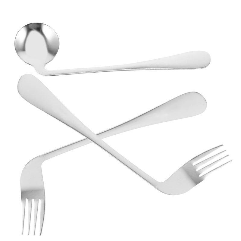 Adaptive Utensils Set Curved Stainless Steel Fork Spoon For Elderly Disabled - Image 2