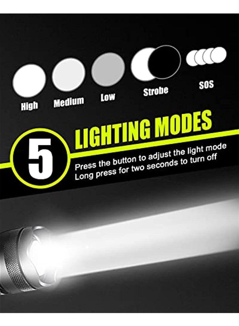 LED Flashlights High Powered 10000 Lumens Super Bright Tactical Flashlight Rechargeable Flash Light 5 Modes Zoomable Waterproof Flash Lights - Image 2