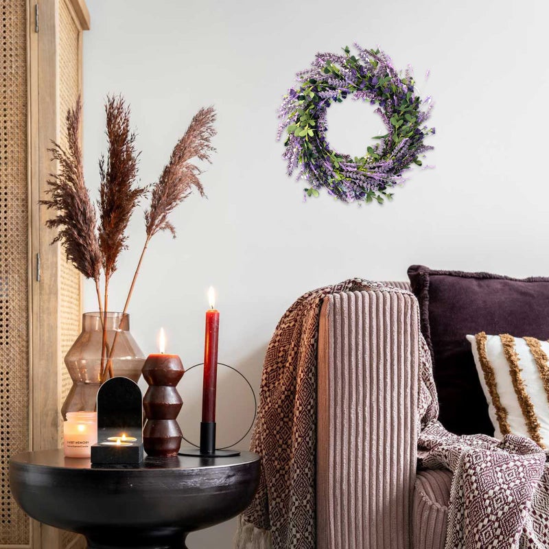Bibelot 20 Inch Lavender Wreaths for Front Door Greenery Leaves Wreath for All Seasons Indoor Outdoor Floral Wreath for Wedding Party Home Decor - Image 5