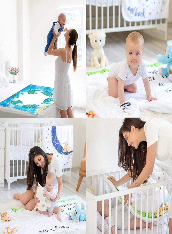 FHZON Turtle Milestone Blanket Blue Sea Life Baby Blanket Beach Newborn Gift with Week Months Swaddling Bag 48x40in BTLSFH127 - Image 5