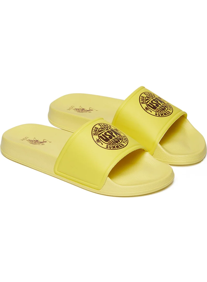 U.S. Polo Assn. Women's Yellow Slides, Perfect for Casual Outfit