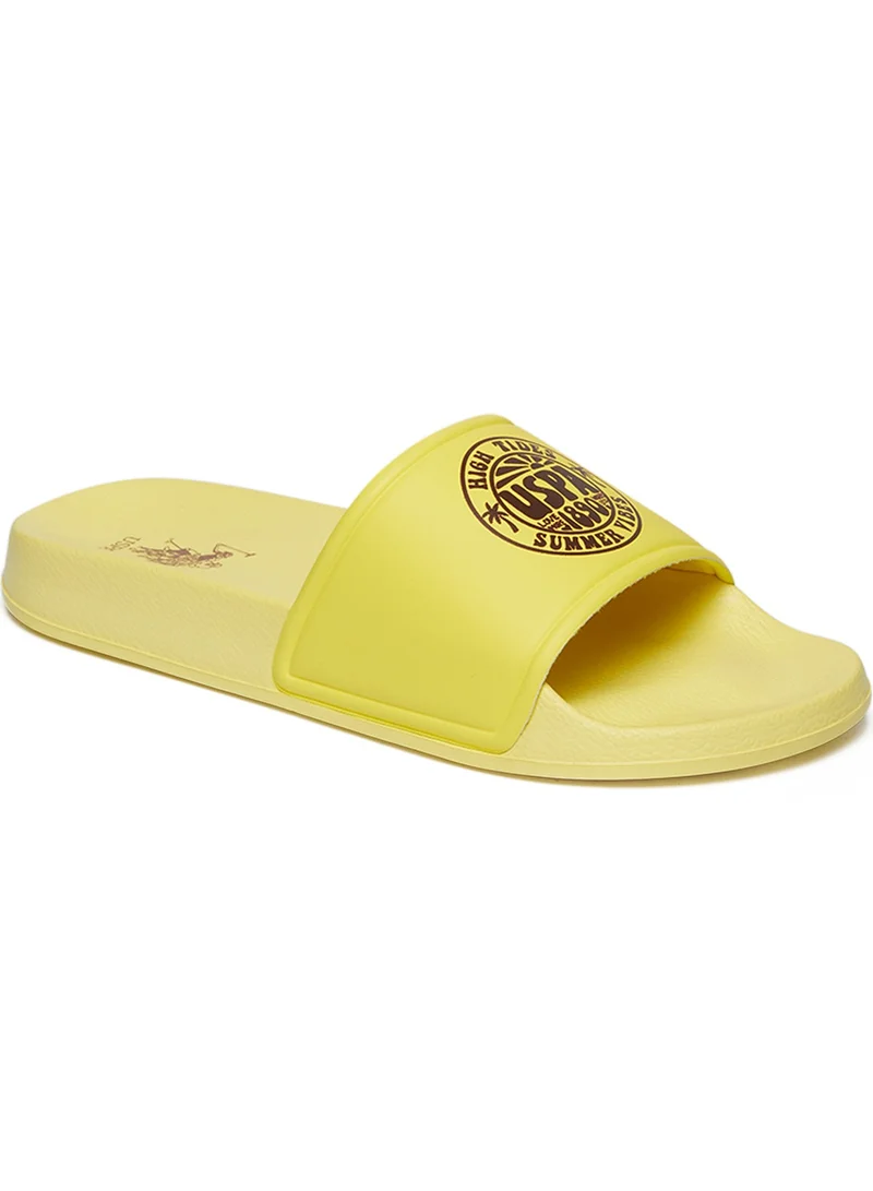 U.S. Polo Assn. Women's Yellow Slides, Perfect for Casual Outfit