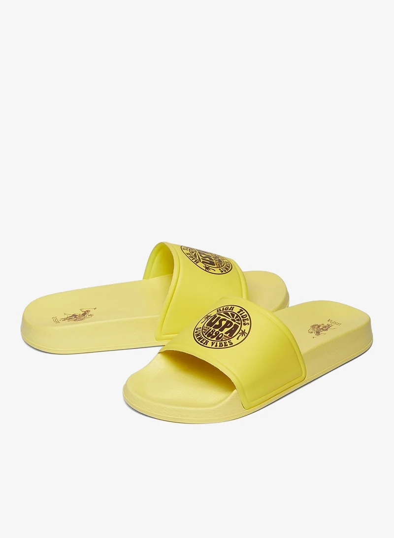 U.S. Polo Assn. Yellow Women's Yellow Slides, Perfect for Casual Outfit for Women | Best Price UAE