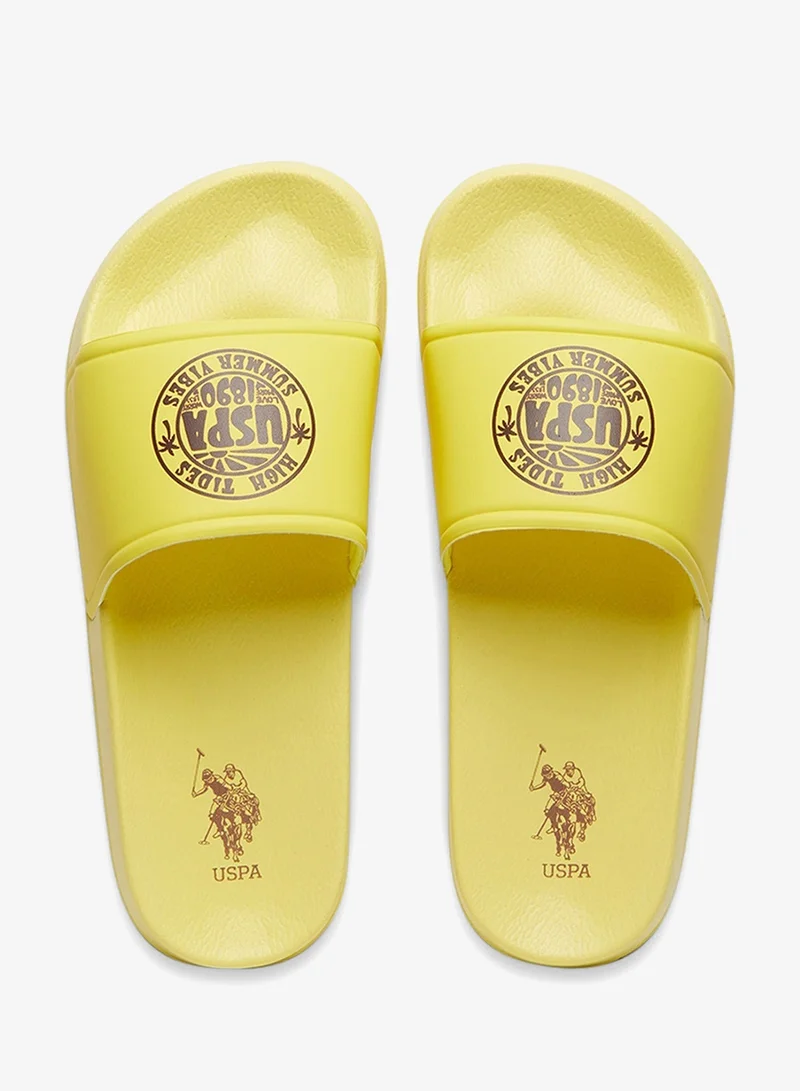 U.S. Polo Assn. Yellow Women's Yellow Slides, Perfect for Casual Outfit for Women | Best Price UAE