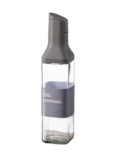 Kitchen Cooking Olive Oil Dispenser Bottle, Auto Flip Glass Vinegar Cruet Set, Leak proof Condiment Storage Container with Non-Drip Spout & Non-Slip Bottom – 17 oz / 500ML  (Grey Automatic Cap)