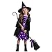 Kiddokids Witch Costume for Girls LightUp Dress with Hat Broom Accessories Halloween Costume Set for 312 Years Purple Witch Outfit for Halloween Parties Role Play - Image 3